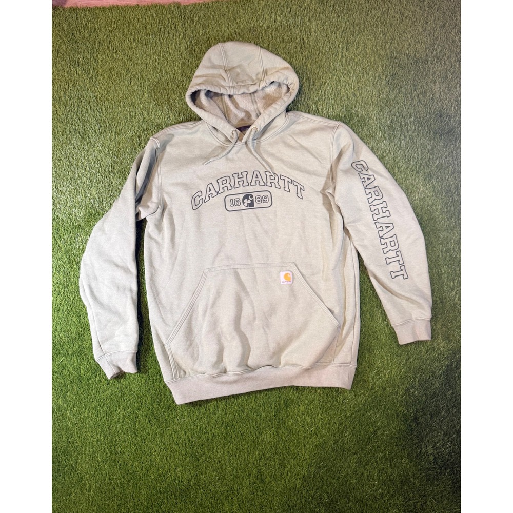 Carhartt Mens Loose Fit Graphic Hoodie Sage Green Spellout Logo Size Medium